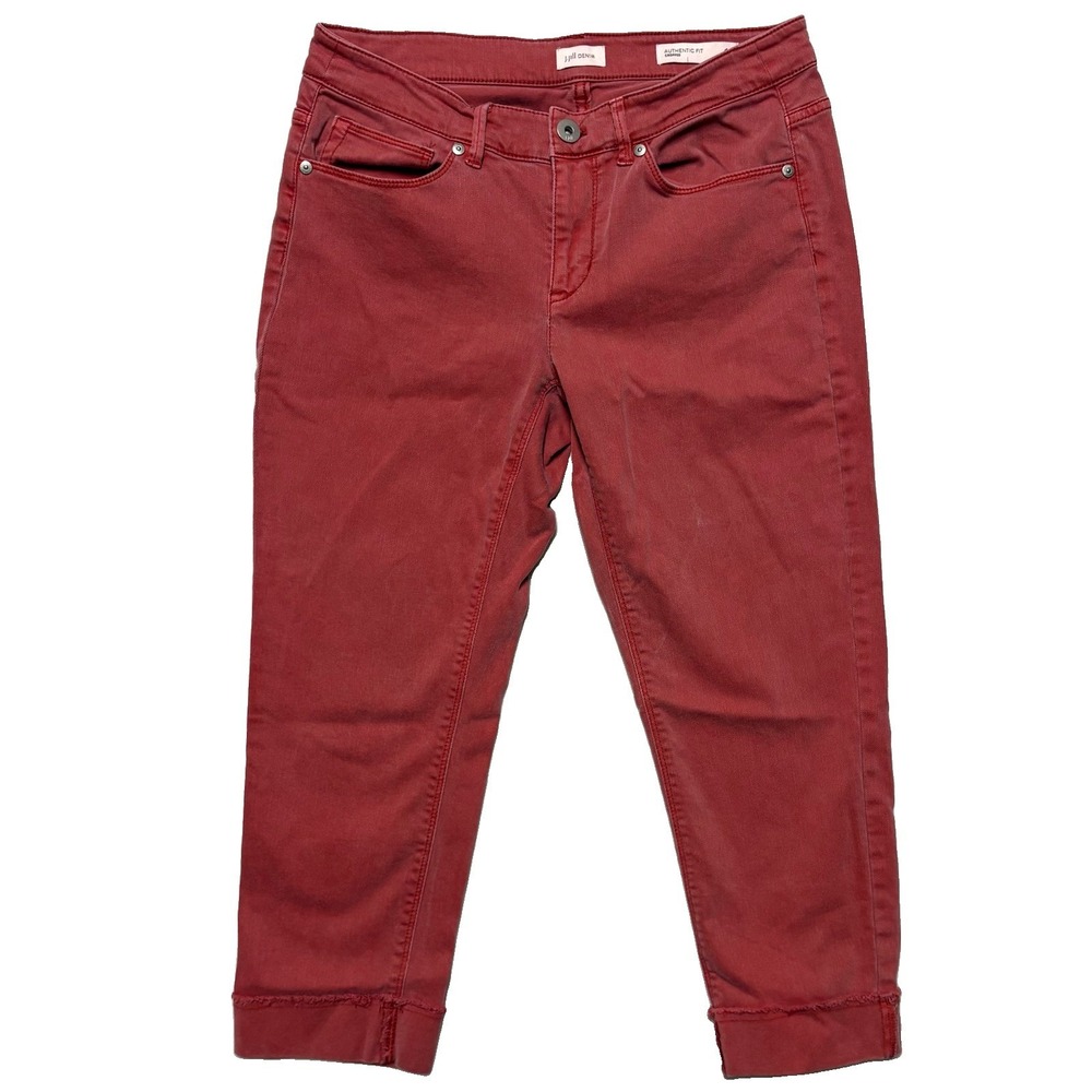 J Jill Women's Authentic Fit Cropped Denim Jeans Red Womens Size 6P Petite